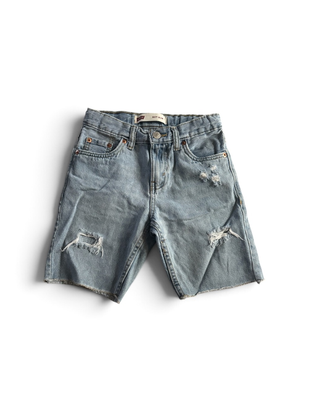Levi's Light Blue Distressed Kids Denim Shorts size 8